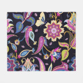 India Paisley Naadloos Bloemen Ornament Fleece Deken (Voorkant (Horizontaal))
