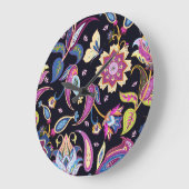 India Paisley Naadloos Bloemen Ornament Grote Klok (Hoek)