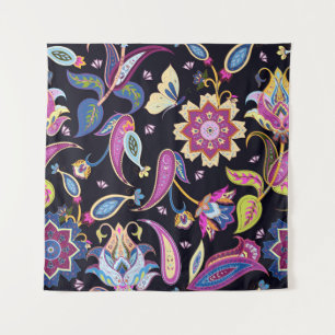 India Paisley Naadloos Bloemen Ornament Wandkleed