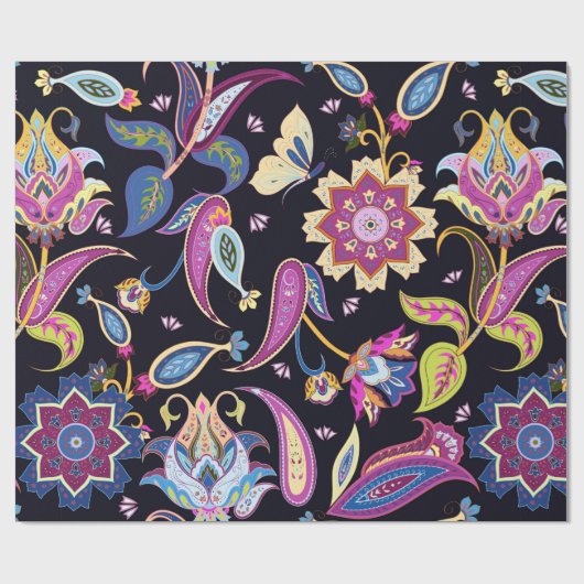 India paisleypatroon cadeaupapier (Vlak)