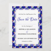 INDIA Patriotic Wedding Special Celebration BLUE Save The Date (Voorkant)