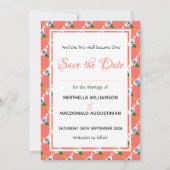 INDIA Patriotic Wedding Special Celebration Coral Save The Date (Voorkant)