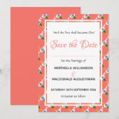 INDIA Patriotic Wedding Special Celebration Coral Save The Date (Voorkant / Achterkant)