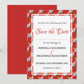 INDIA Patriottische Trouwdag Speciale Viering ROOD Save The Date (Voorkant / Achterkant)