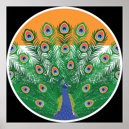 India Peafowl Indiase nationale dierenvlag Poster (Voorkant)