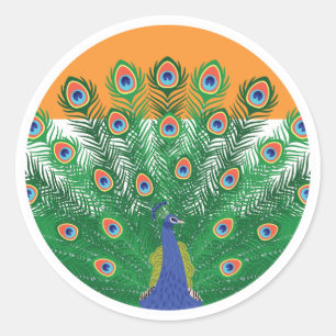 India Peafowl Indiase nationale dierenvlag Ronde Sticker