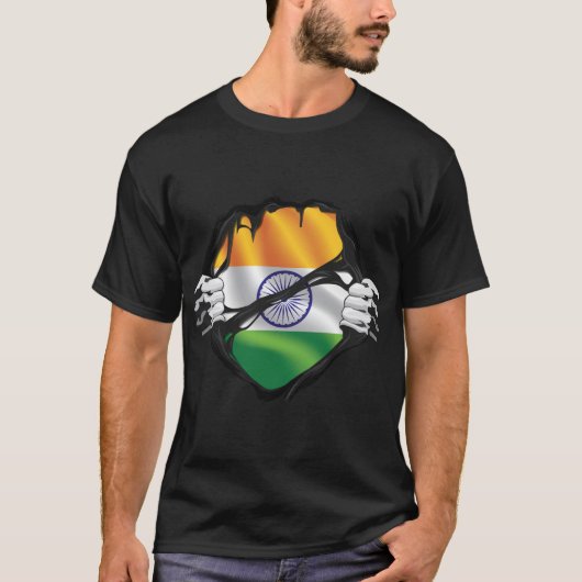 India Pure Roots Flag Black T-shirt (Voorkant)