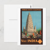 India Railways Vintage Travel Poster hersteld Briefkaart (Voorkant / Achterkant)