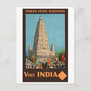 India Railways Vintage Travel Poster hersteld Briefkaart