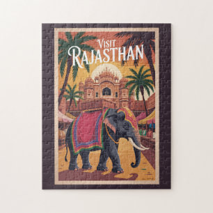 India Rajasthan Illustratie Reis Kunst Vintage Legpuzzel