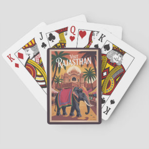 India Rajasthan Illustratie Reis Kunst Vintage Pokerkaarten