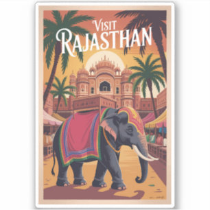 India Rajasthan Illustratie Reis Kunst Vintage Sticker