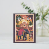 India Rajasthan Illustration Travel Art Vintage Briefkaart (Staand voorkant)