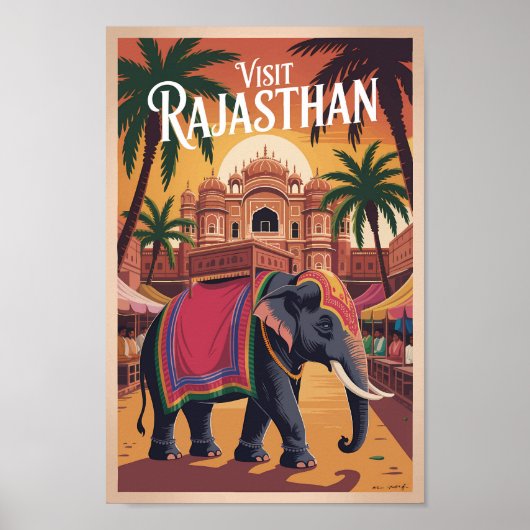India Rajasthan Illustration Travel Art Vintage Poster (Voorkant)