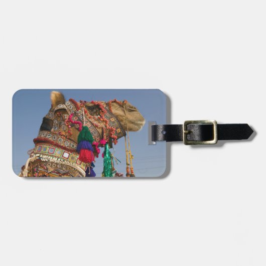 INDIA, Rajasthan, Pushkar: PUSHKAR KAMEELMARKT, Bagagelabel (Voorkant horizontaal)