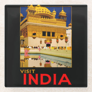 India reisposter indiase  kunst glazen onderzetter