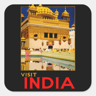 India reisposter indiase  kunst vierkante sticker