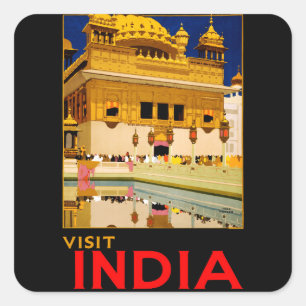 India reisposter indiase  kunst vierkante sticker