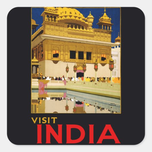 India reisposter indiase  kunst vierkante sticker (Voorkant)