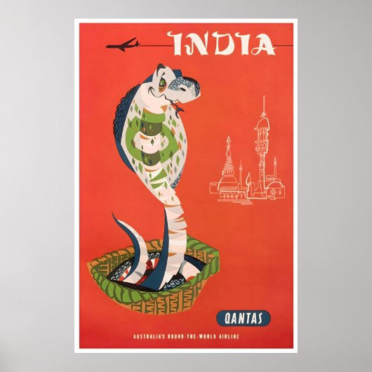 India Reisposter Indiase Kunstprint Qantas Poster (Voorkant)