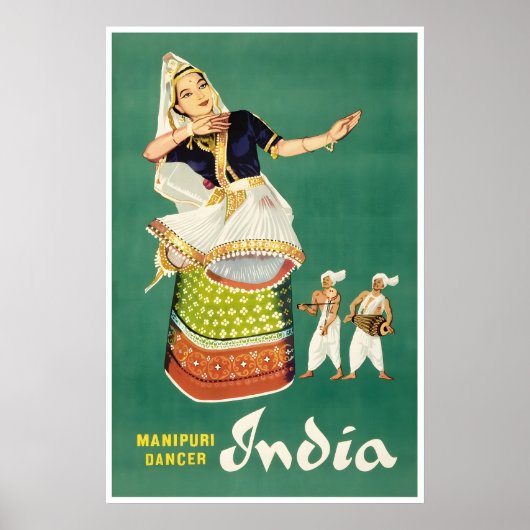 India Reisposter Manipuri Danser Kunstprint Poster (Voorkant)