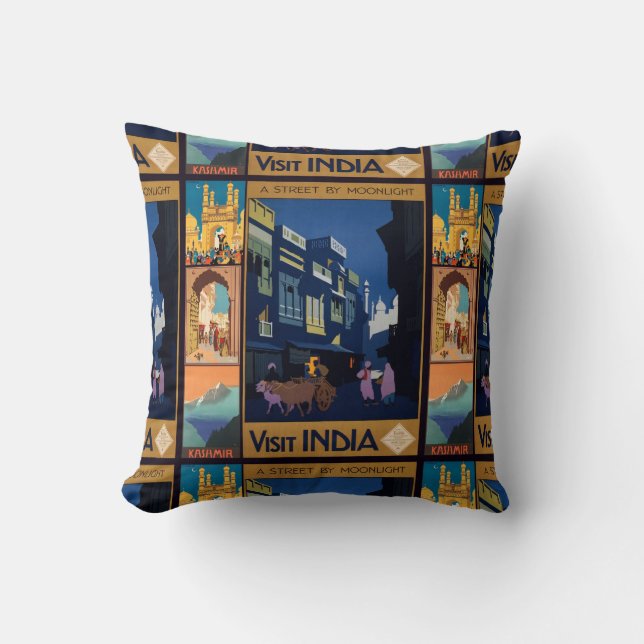 India Reizen Poster Collage gooien kussen (Voorkant)