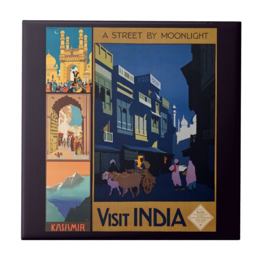 India Reizen Poster Collage tegels Tegeltje (Voorkant)