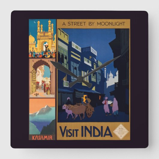 India Reizen Poster Collage wandklok (Voorkant)