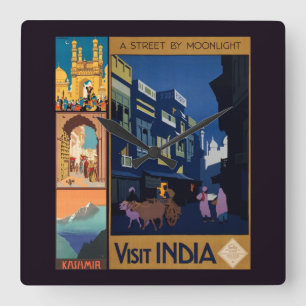 India Reizen Poster Collage wandklok