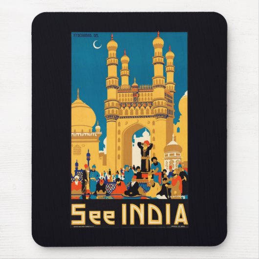 India Reizen Poster Mousepad Muismat (Voorkant)