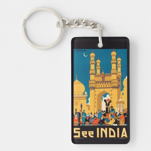 India Reizen Poster Sleutelhanger (Voorkant)