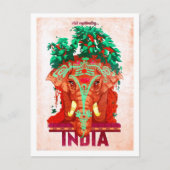 India, rode olifant, oud briefkaart (Voorkant)