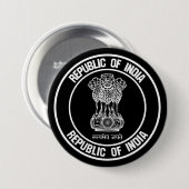 India Ronde Embleem Button 7,6 Cm (Voorkant /achterkant)