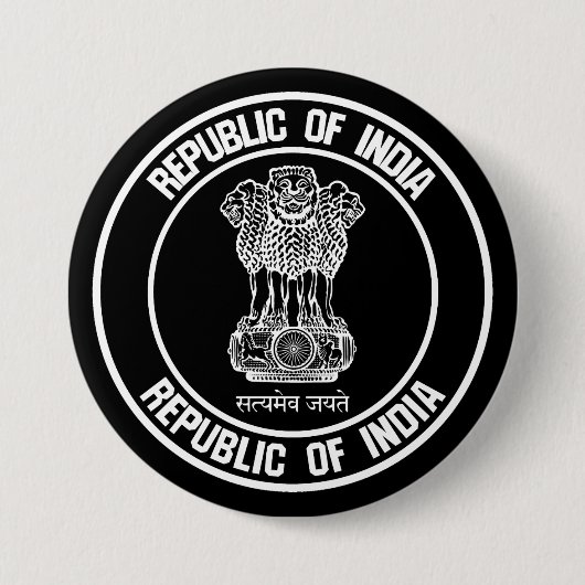 India Ronde Embleem Button 7,6 Cm (Voorkant)
