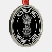India Round Embleem Metalen Ornament (Rechts)