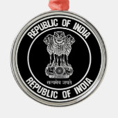 India Round Embleem Metalen Ornament (Voorkant)