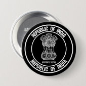 India Round Embleem Ronde Button 7,6 Cm (Voorkant /achterkant)