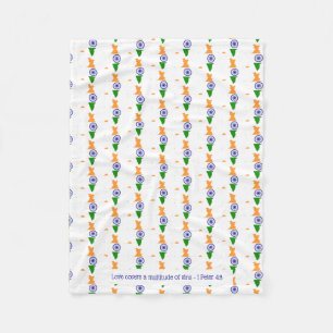 INDIA Scripts Christelijk LOVE HOESJES White Fleece Deken