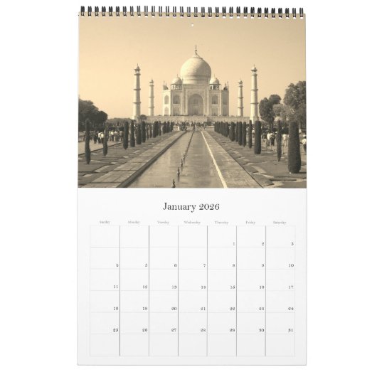 India Sepia 2026 Kalender (Jan 2026)