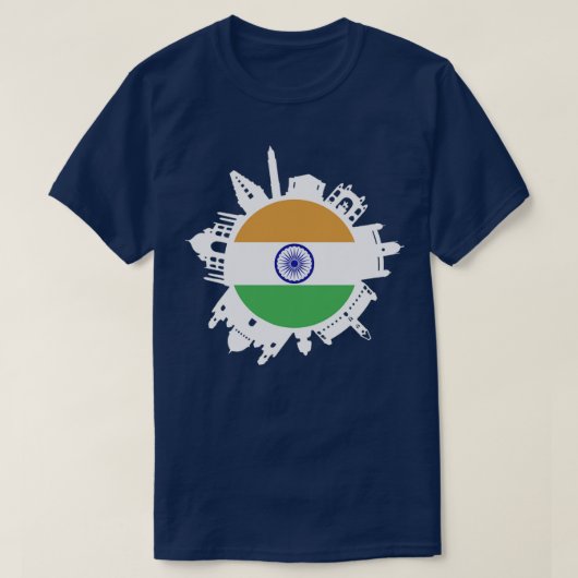 India Skyline India Flag Delhi Mumbai Chennai Kolk T-shirt (Design voorkant)
