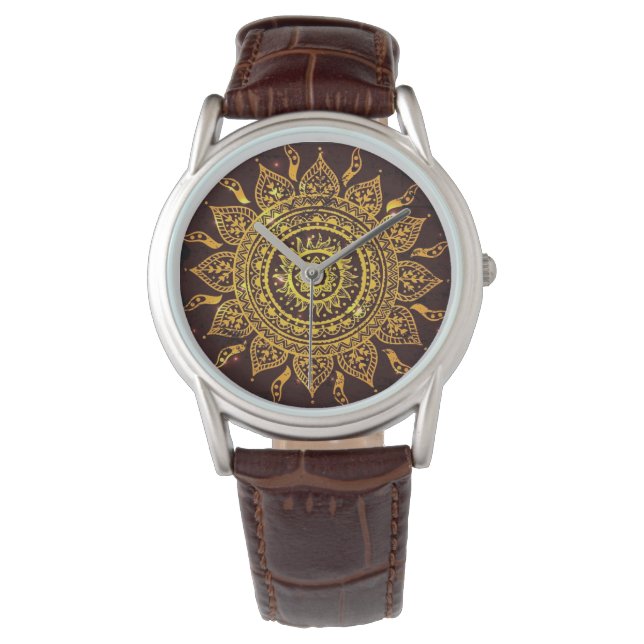 India Solar Motif Sun God Horloge (Voorkant)