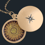 India Solar Motif Sun God Locket Ketting<br><div class="desc">Indiaas ontwerp van zonnesmotief in een grijze textuur.</div>