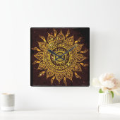 India Solar Motif Sun God Vierkante Klok (Huis)