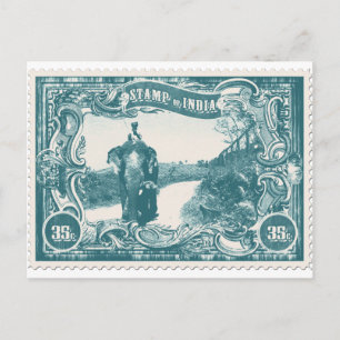  India Stempel met olifant Briefkaart
