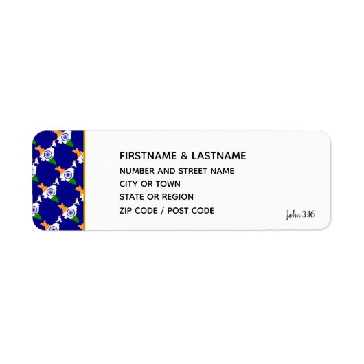 INDIA Sticker Return Address John 3:16 Label (Voorkant)