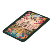 India Taj Mahal Illustration Travel Art Vintage Magneet (Linkerzijde)