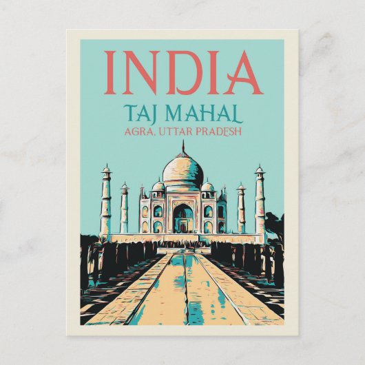 India Taj Mahal in het Briefkaart van Uttar Prades (Voorkant)