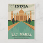 India Taj Mahal Vintage Travel Briefkaart (Voorkant)