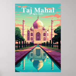 India Taj Mahal vintage travel poster