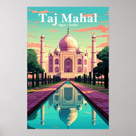 India Taj Mahal vintage travel poster (Voorkant)